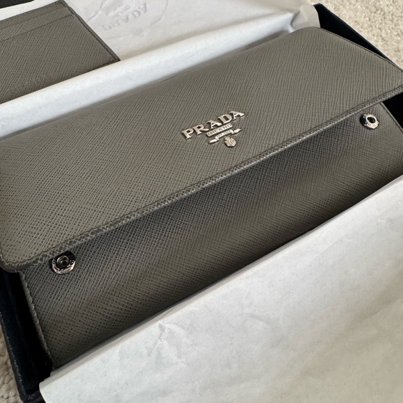 Prada Saffiano Leather Gray Wallet - Picture 12 of 16